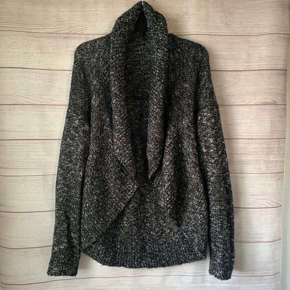 Apt. 9 Black and White Knit Cardigan Sweater Open Front Chunky Size Small - Picture 1 of 11